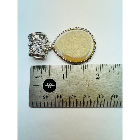 Estate Sterling Silver 925 Drusy Quartz Teardrop Pendant, 17.5g, No Chain - Picture 6 of 9